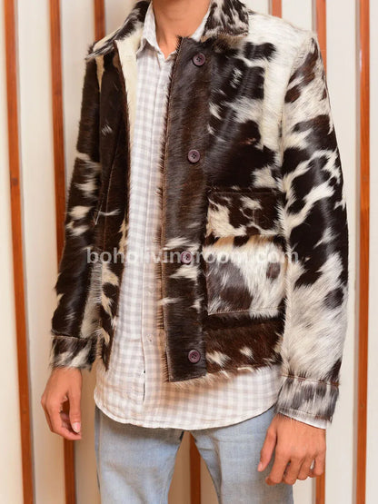 Long Sleeve Hair On Cowhide Jacket