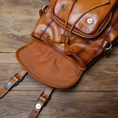 mens leather backpack rucksack travel leather backpack