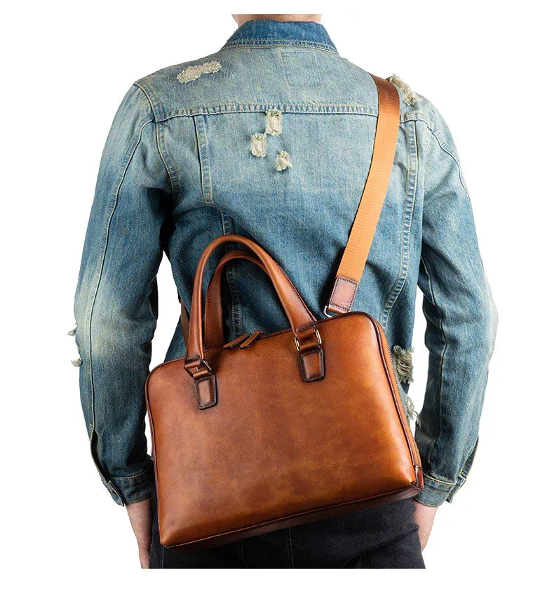 Genuine Leather Messenger Bag for Men Travel