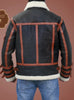 Mens Shearling Leather Jacket with Aviator Straps