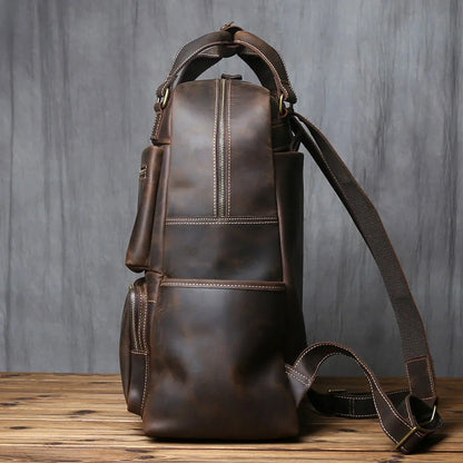 Leather backpack for men genuine leather