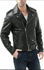 mens leather biker jacket belted waist black motorcycle style