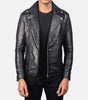 Men’s black leather biker jacket genuine sheepskin