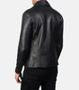 Men’s black leather biker jacket genuine sheepskin