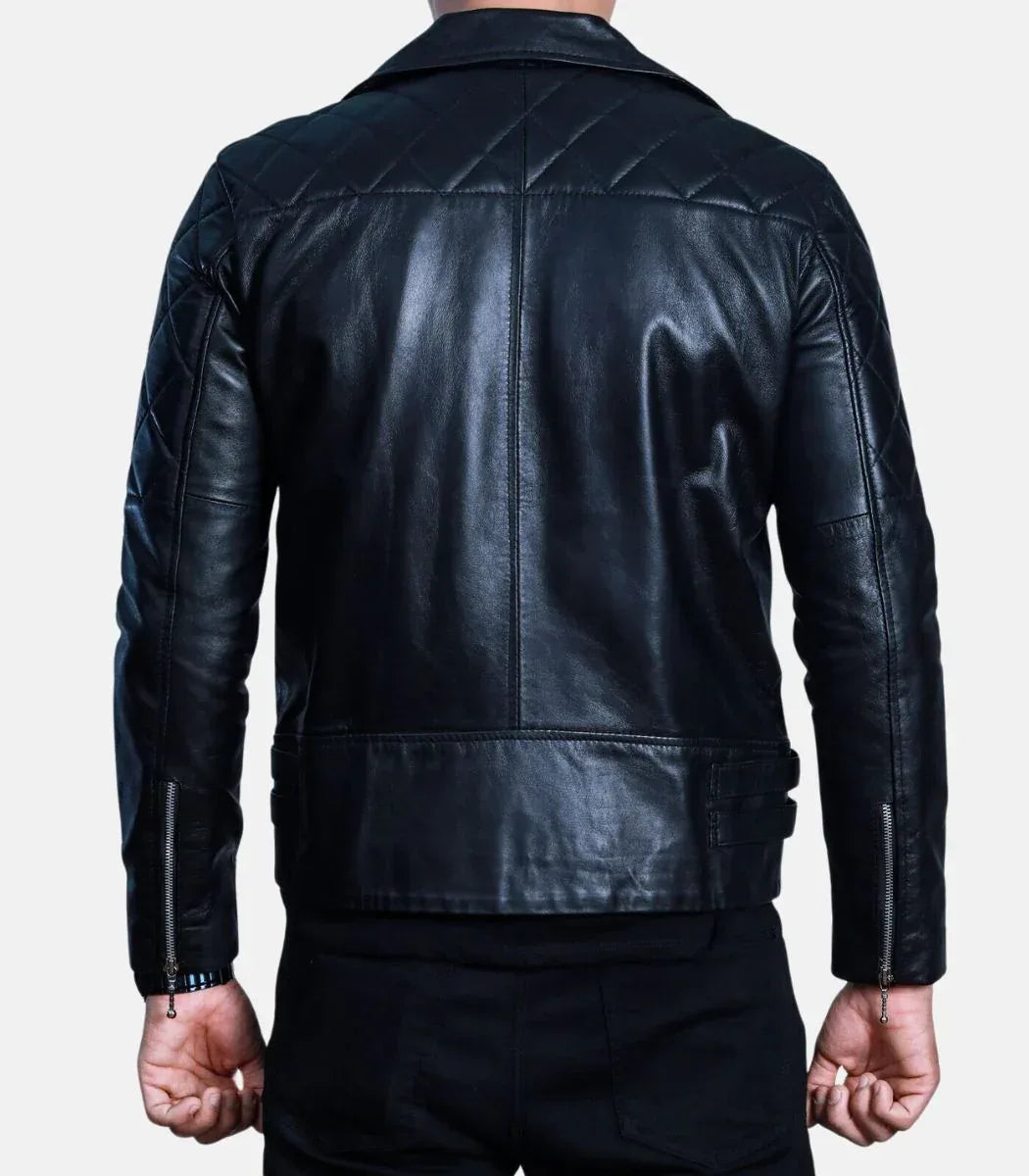 Mens Black Biker Leather Jacket Quilted – Real Leather Jacket