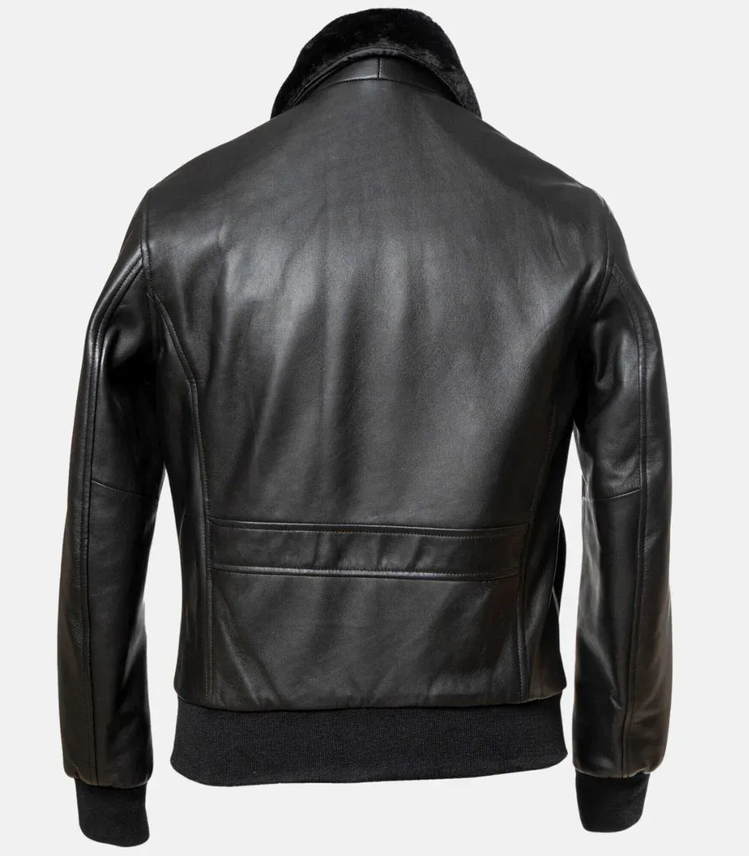 Mens Black Leather Jacket with Fur Collar – Real Leather Jacket