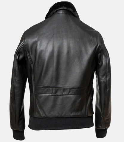 Mens Black Leather Jacket with Fur Collar – Real Leather Jacket