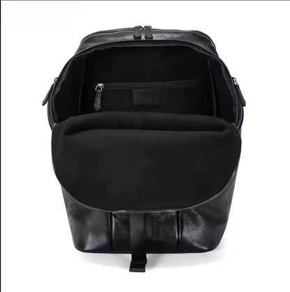 Leather Laptop Backpack for Men with Trolley Sleeve