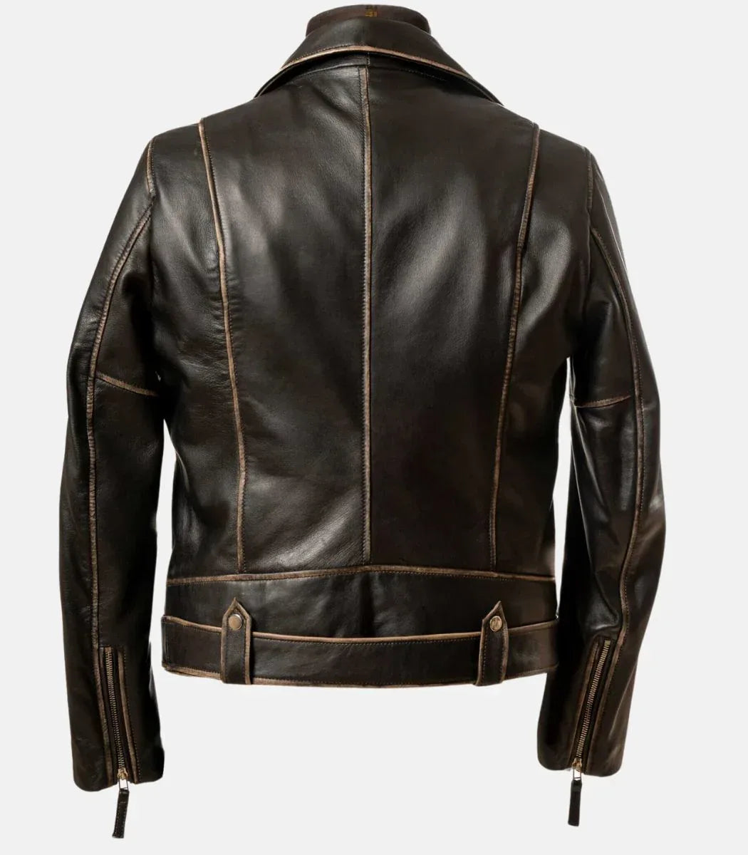 Mens Brown Biker Leather Jacket – Cafe Racer Style Jacket