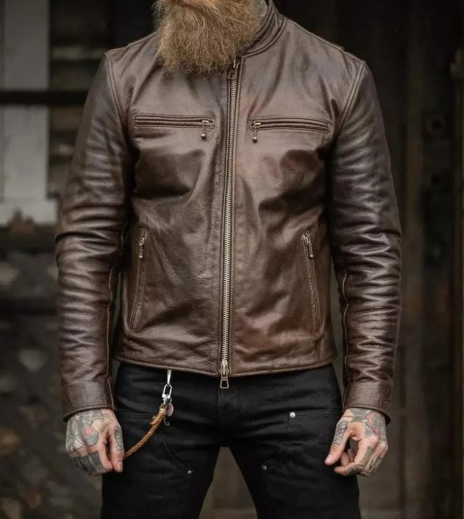 brown sheepskin leather jacket mens real aviator
