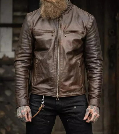 brown sheepskin leather jacket mens real aviator