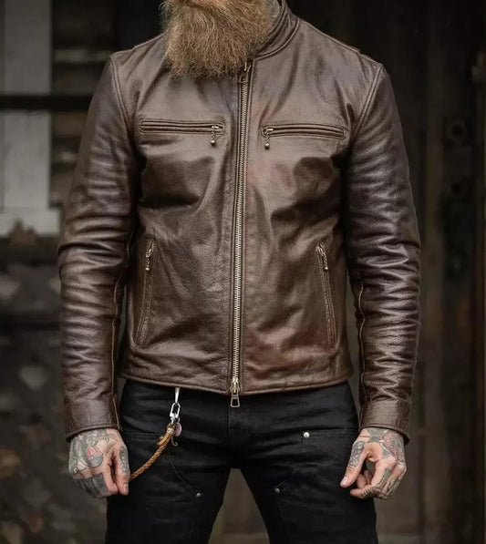 brown sheepskin leather jacket mens real aviator