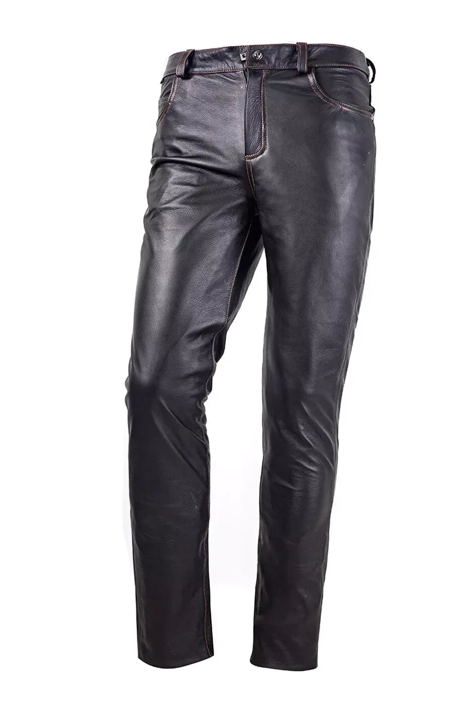 Dark Brown Leather Pants Men Real Leather Trousers