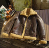 Men's Shearling Bomber Jacket in Brown Sheepskin B-3 Aviator Style