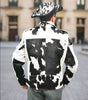 Men's Cowhide Jacket in Black White Hair-On Hide Biker Style