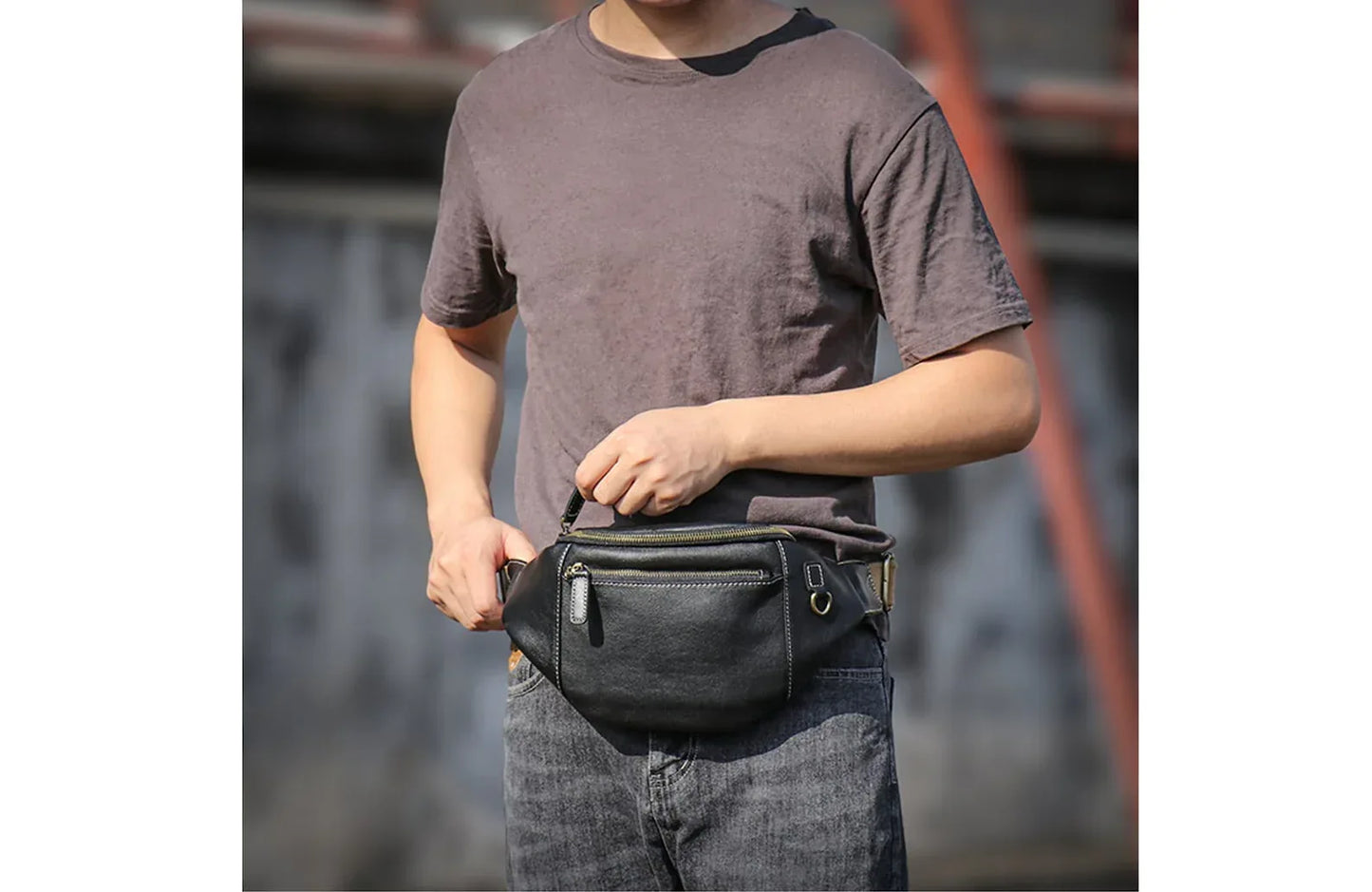 Mens Leather Sling Bag Black Crossbody Leather Sling Bag