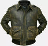 Leather Flight Jacket for Men with Distressed Vintage Bomber Design