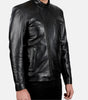 Slim Fit Leather Jacket Mens Black Biker