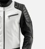 Men's Cafe Racer Leather Jacket with Black and White Design