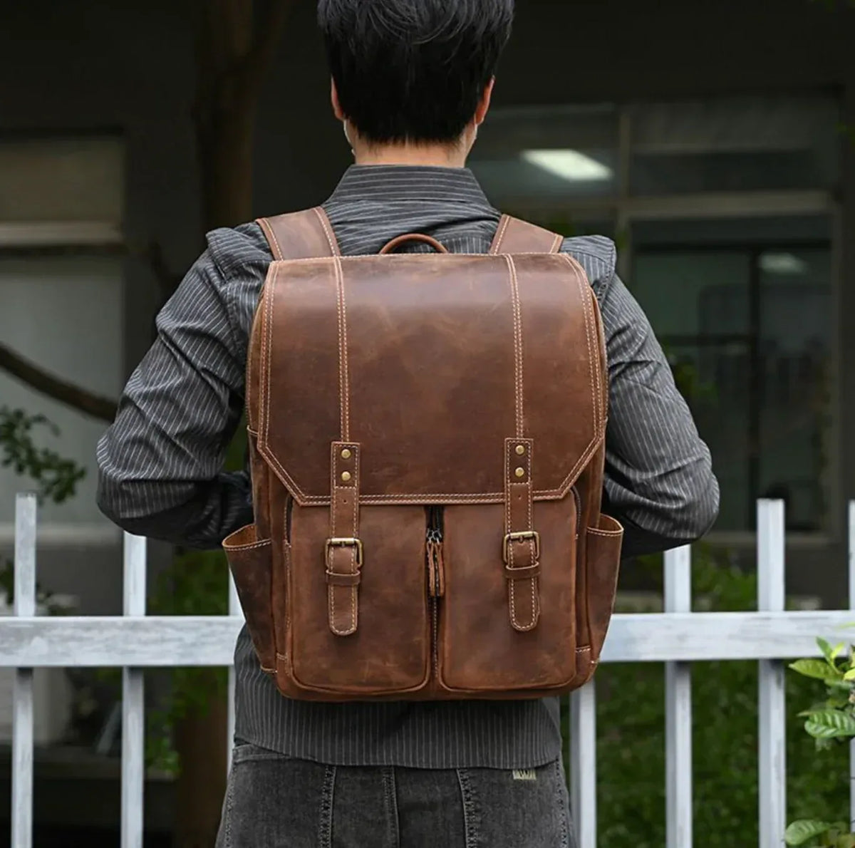 Real Leather Backpack for Men in Vintage Full Grain Cowhide