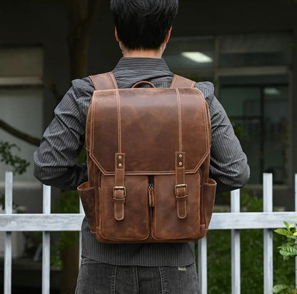 Real Leather Backpack for Men in Vintage Full Grain Cowhide