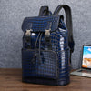 Leather Backpack for Men with Crocodile Pattern and Drawstring Closure 2
