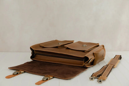 Leather Briefcase Bag Brown Laptop Work Messenger Office Bag