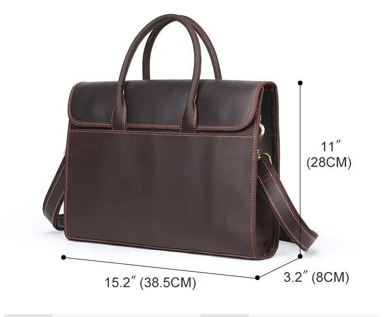 Men’s Leather Briefcase Slim 13.3 Inch Laptop Business Bag