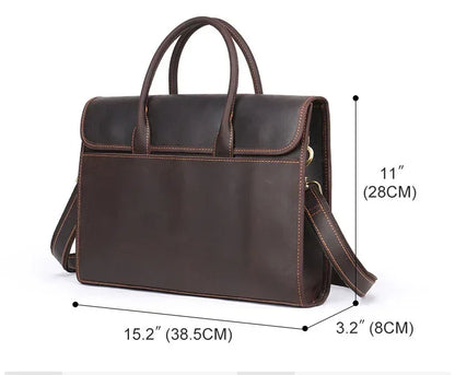 Men’s Leather Briefcase Slim 13.3 Inch Laptop Business Bag