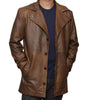 Mid Length Leather Jacket Men