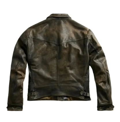 Button front leather jacket men shirt style fit