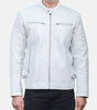 white leather jacket mens zip quilted shoulder style