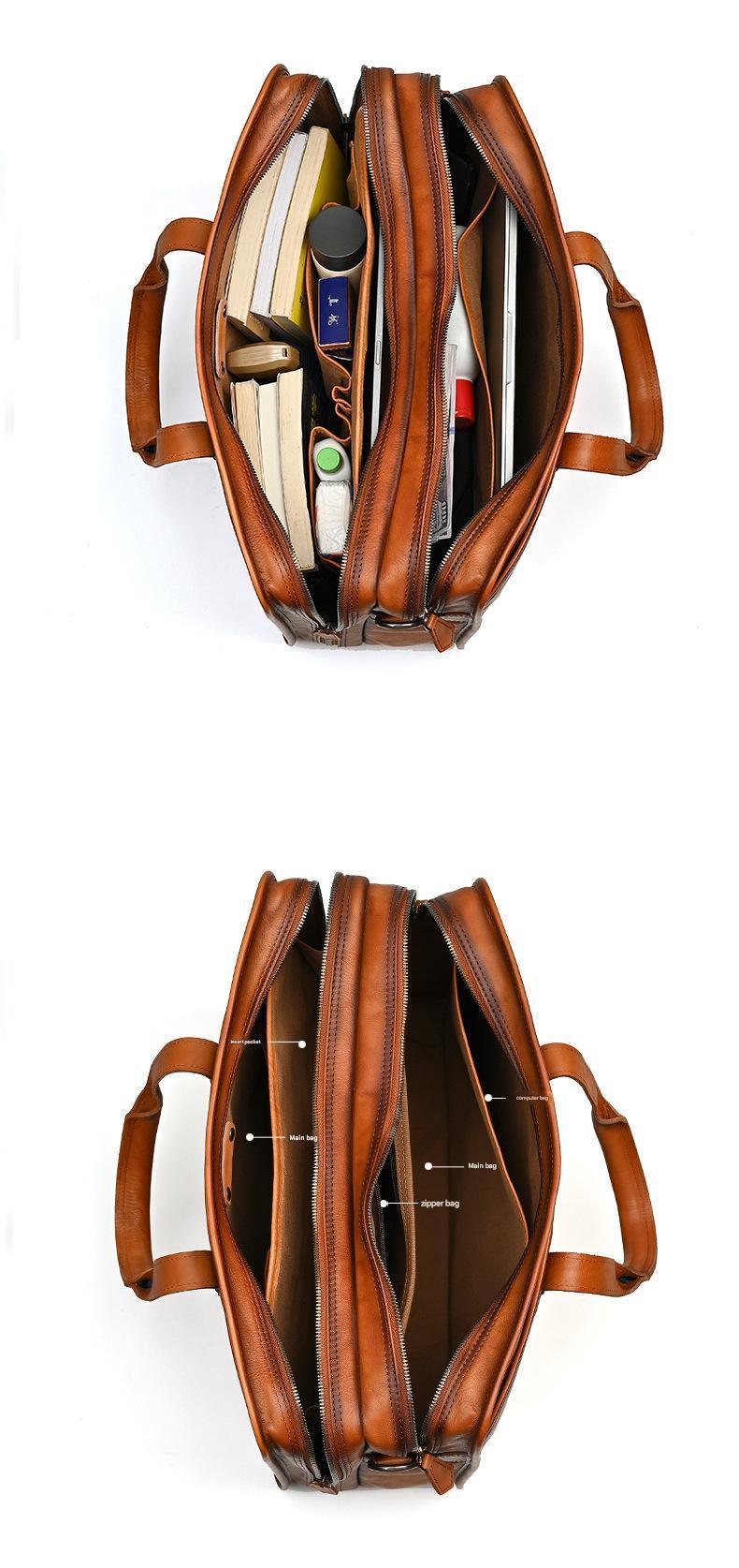 Full Grain Leather Messenger Bag for Men