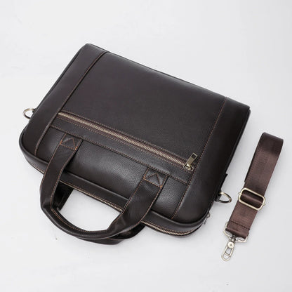 Men's Leather Laptop Bag with Shoulder Strap for Office 2