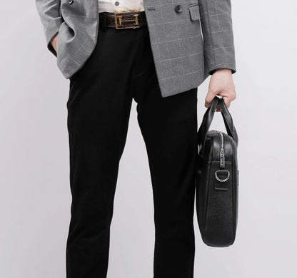 Men's Leather Laptop Bag with Shoulder Strap for Office