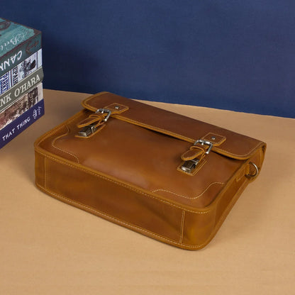 Leather Messenger Bag For Men Brown Laptop Crossbody Work Bag