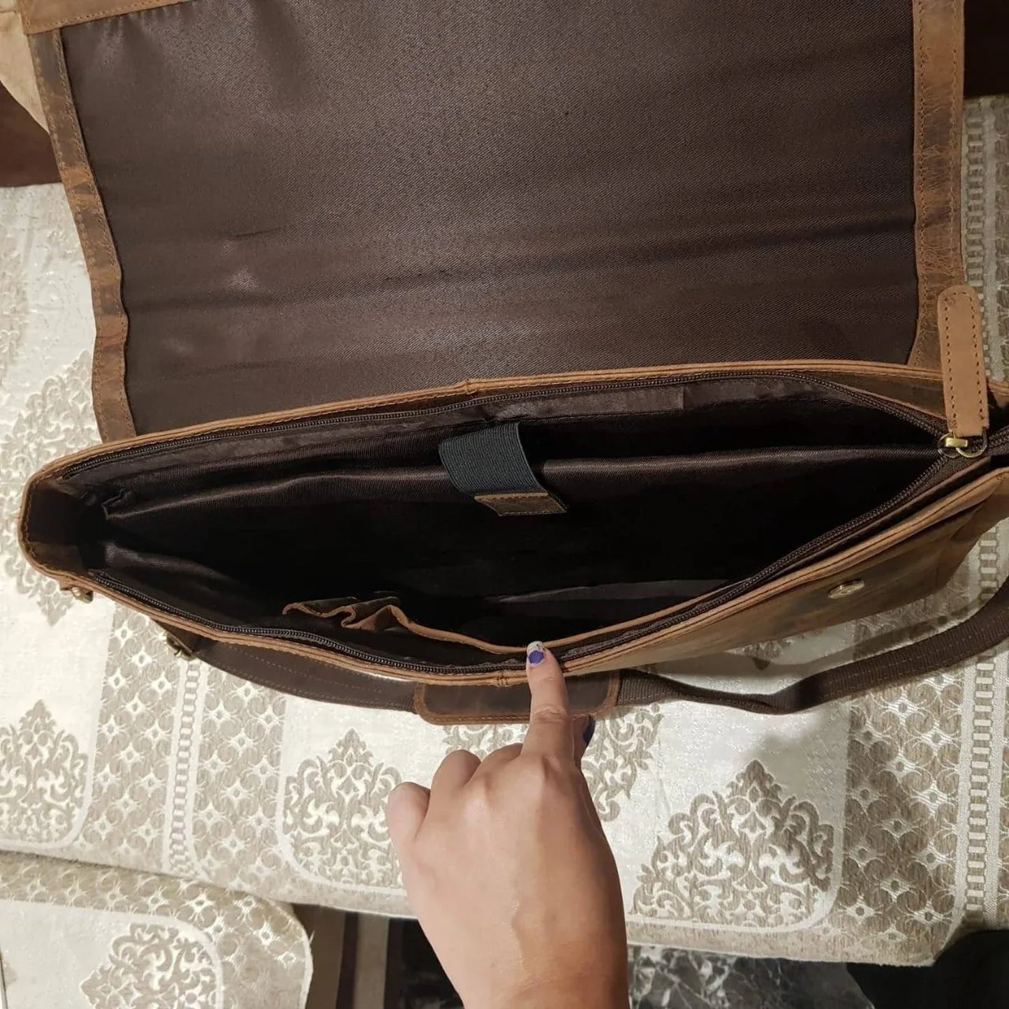 Leather Messenger Bag for Men 15 Inch Laptop