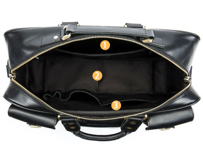 Leather Laptop Messenger Bag for Men with Business Travel Storage