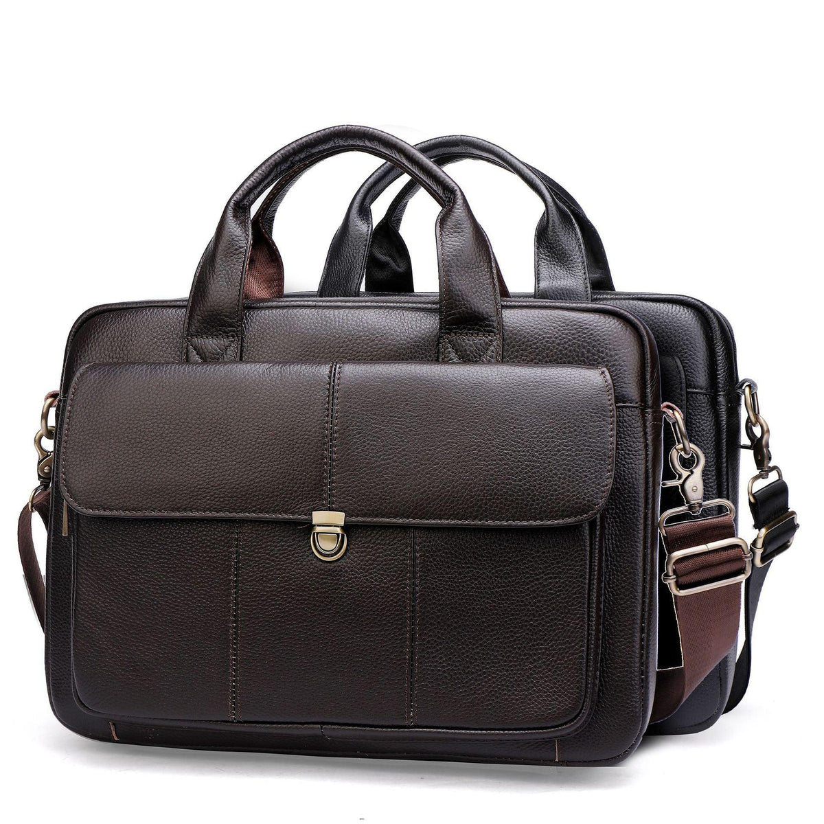 Leather Office Bag for Men 14 Inch Laptop Briefcase