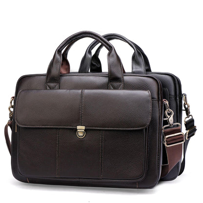 Leather Office Bag for Men 14 Inch Laptop Briefcase