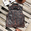Black vegetable tanned lambskin riding leather vest