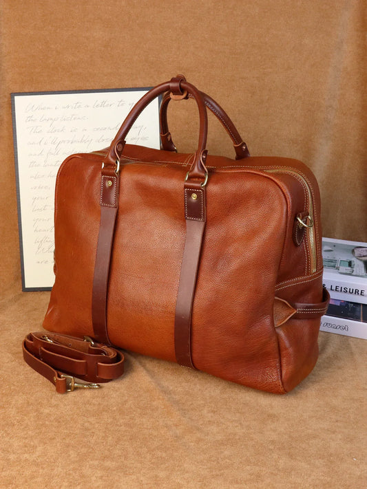 mens leather travel bag large cowhide duffle weekender bag 1