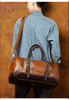 Leather Weekender Bag for Men in Brown Vegetable-Tanned Cowhide