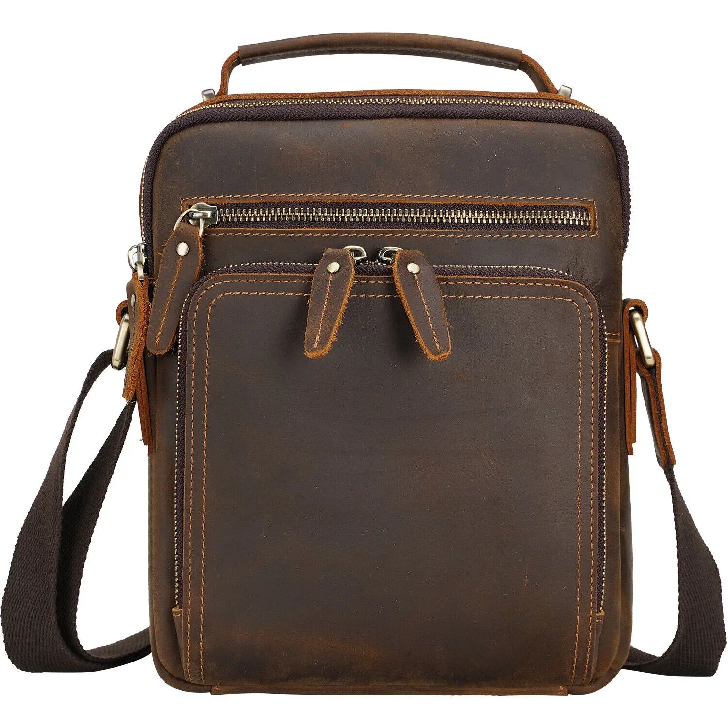 Mens Genuine leather messenger bag crossbody