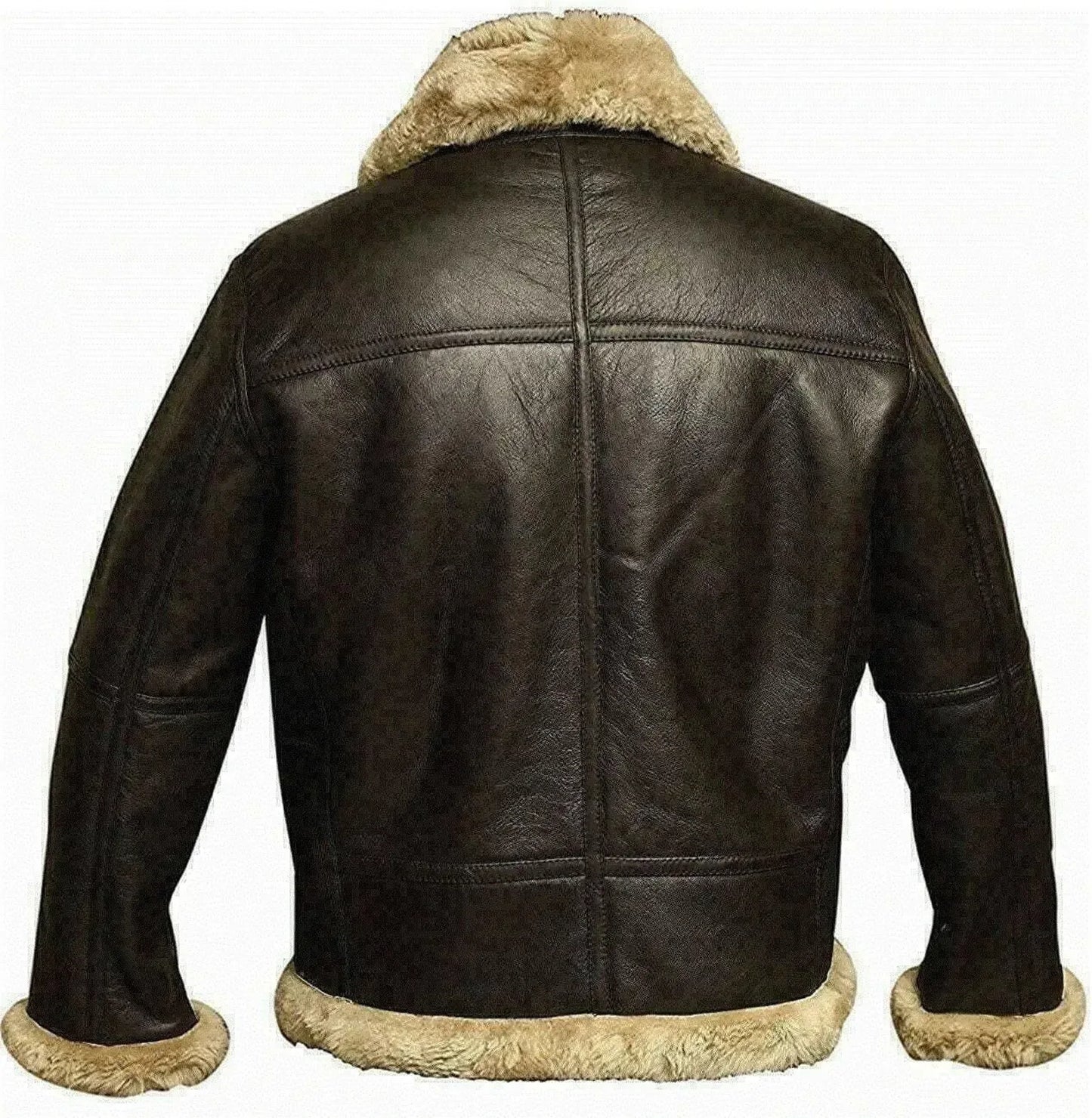 Leather jacket mens genuine shearling aviator coat