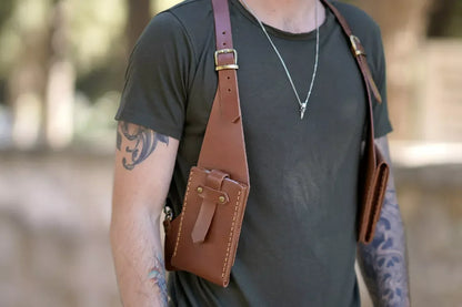 Leather Shoulder Holster Bag Brown