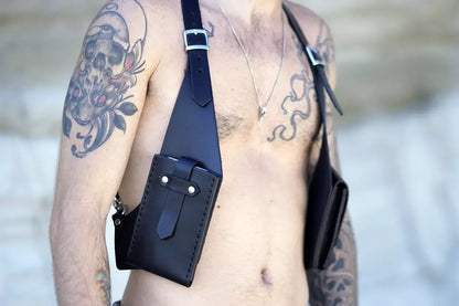 Leather Shoulder Holster Bag Black