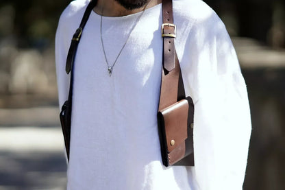 Leather Shoulder Holster Bag Dark Brown