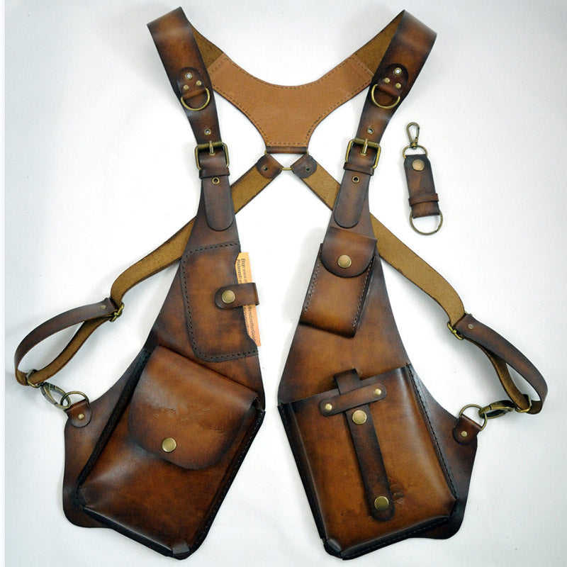 Medieval steampunk shoulder holster wallet harness pu leather 3