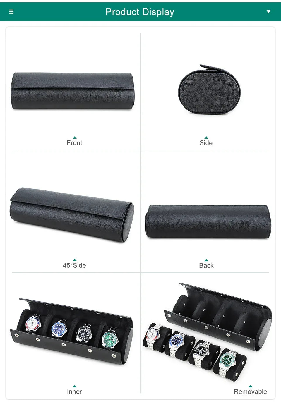 4 slot watch box for men leather watch display case